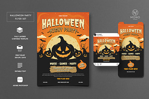 Halloween Party Flyer Set, a Flyer Template by monogrph