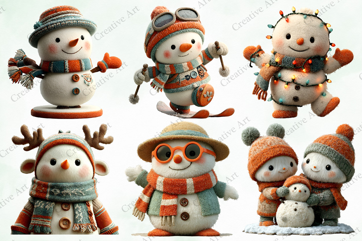 Christmas Snowman Clipart Bundle, an Illustration by Creative Art (Photo 7 of 10)