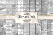 Silver Brick Walls Digital Paper, a Texture Graphic by Digital Curio (Thumbnail 1 of 7)