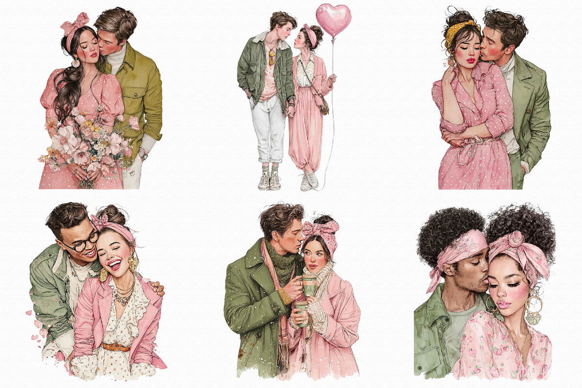 Valentines Day Romantic Couple Png, an Illustration by Libby Wishes (Photo 2 of 7)