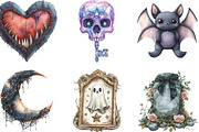 Pastel Gothic Halloween Clipart, an Illustration by CraftArtStudio (Thumbnail 3 of 6)