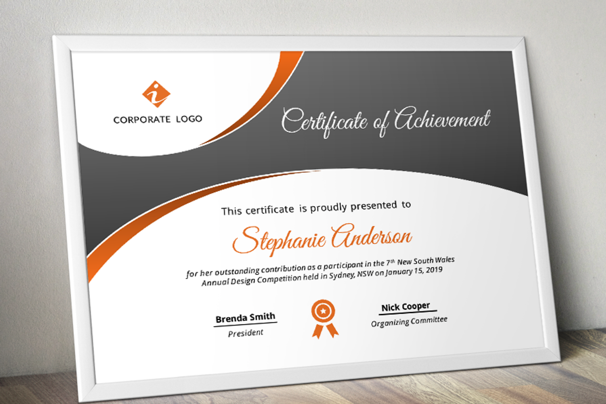 Curve Bar Modern Certificate (pptx), a Stationery Template by Inkpower (Photo 2 of 6)