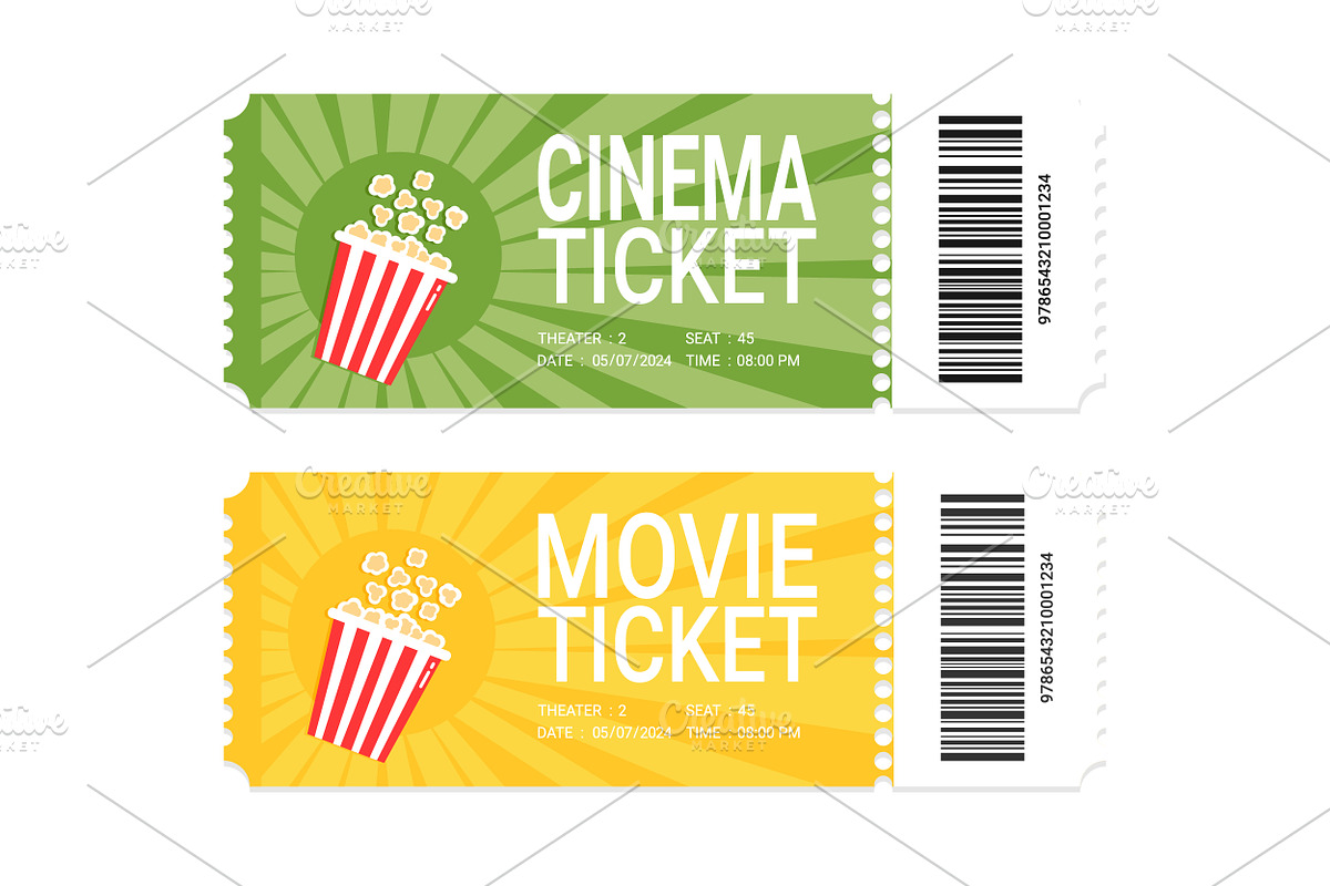 Movie Tickets Design Set, an Object Illustration by PsychocheArt (Photo 4 of 4)
