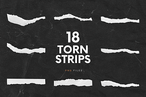 18 White Ripped Paper Strips
