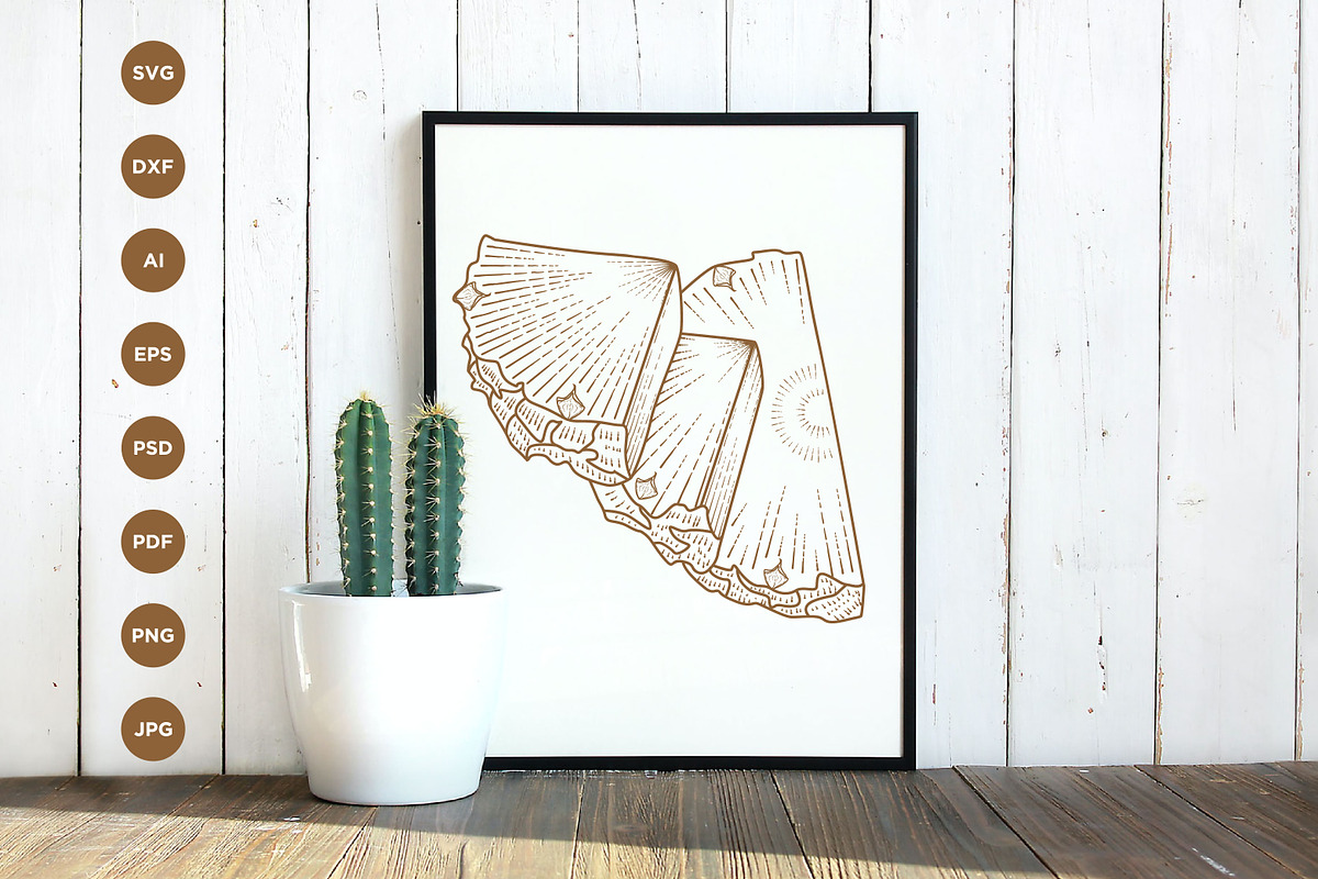 Pineapple engraving style hand drawn, a Food Illustration by vectorartificer (Photo 6 of 6)