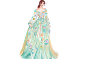 Flower pastel gown dress fashion, a Person Illustration by tranyenhanu (Thumbnail 3 of 3)