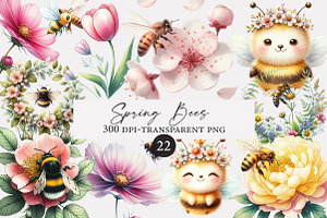 Spring Bees Clipart, an Illustration by Designworld