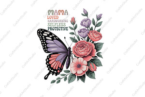 Mama Floral Butterfly PNG, an Illustration by CraftArtStudio