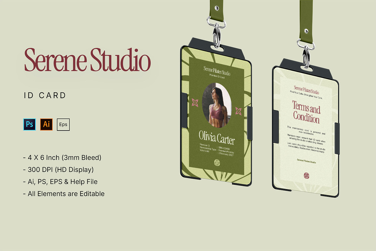 Serene - ID Card, a Card Template by StreaksideStd (Photo 1 of 3)