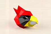 Cardinal bird mask - 3d papercraft, a Print Template by PAPER amaze (Thumbnail 4 of 4)