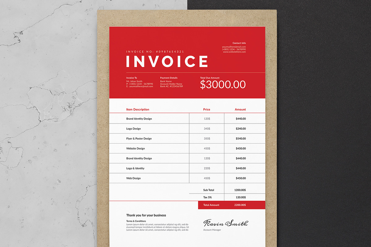 Invoice Design | Word & InDesign preview 2