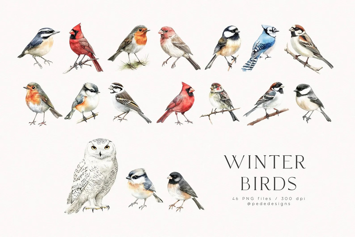 Winter Birds, an Animal Illustration by PeDe Designs (Photo 2 of 6)