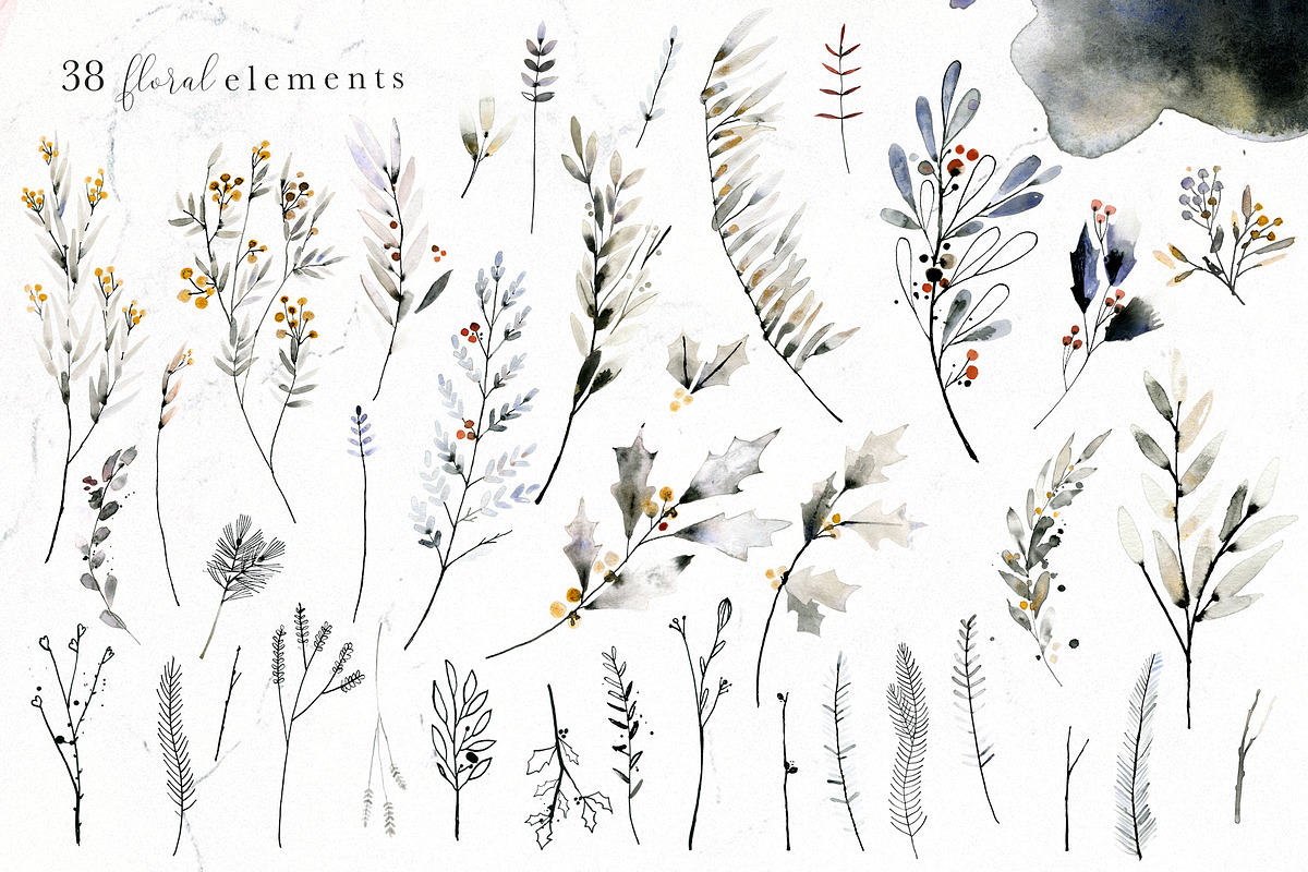 Vague Christmas Watercolor & Ink Set, an Animal Illustration by Bibela (Photo 5 of 14)