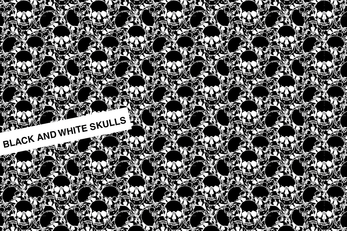 Black and White Skulls, a Pattern Graphic by xero fonts