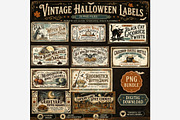Vintage Halloween Labels PNG Bundle, a Seasonal Illustration by Tanya Kart (Thumbnail 5 of 6)
