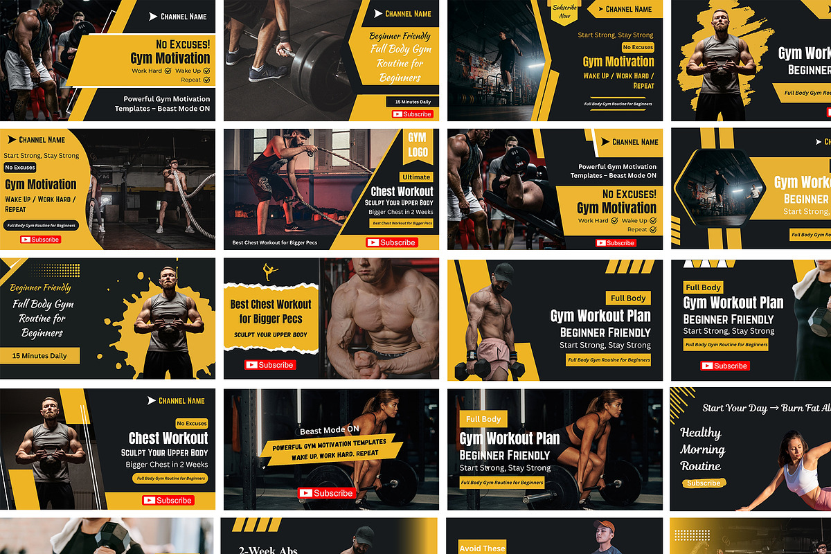 Yoga - Gym - Fitness - Thumbnails, a Social Media Template by Mohammad Sarfaraz (Photo 2 of 6)