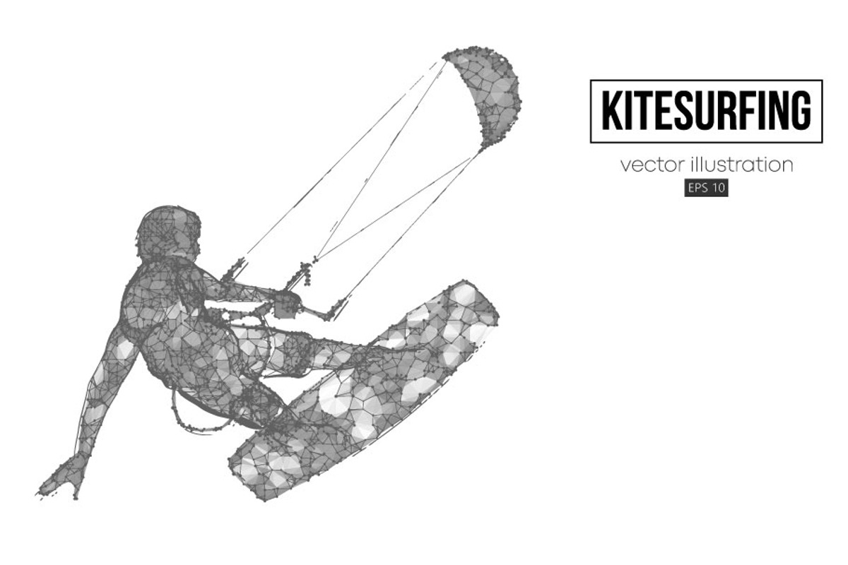 Silhouettes of a kitesurfer, a Sport Illustration by Matrosovv (Photo 2 of 4)