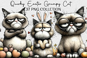 Quirky Easter Grumpy Cat Clipart, an Illustration by DreamCafeArt (Thumbnail 1 of 6)