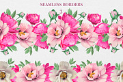 Watercolor Pink Peonies Clipart, an Object Graphic by DiashaArt (Thumbnail 9 of 10)
