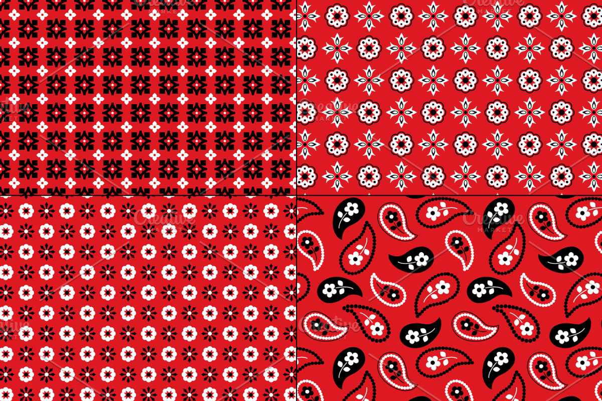Seamless Red Bandana Patterns preview 7