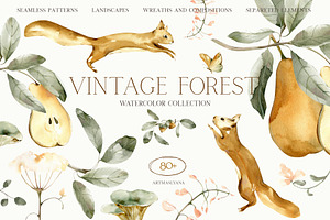 Vintage Forest Watercolor Collection