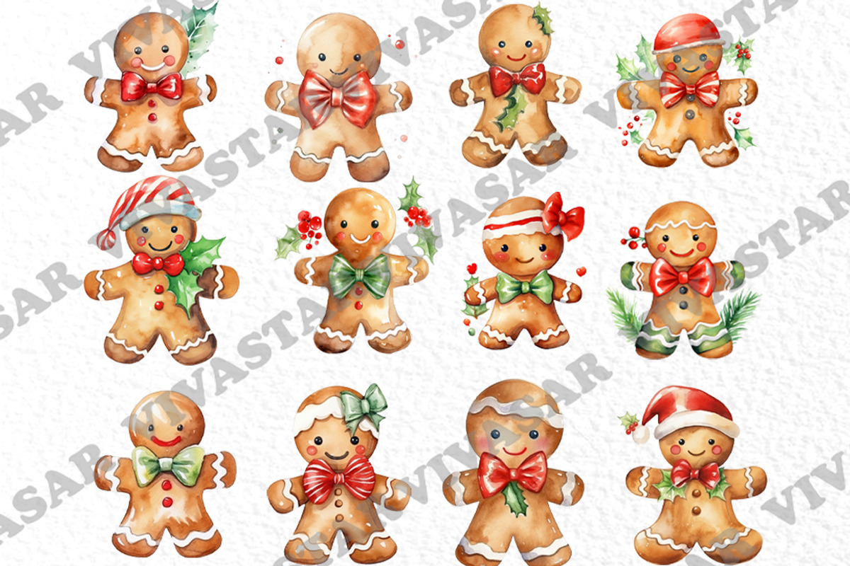 Gingerbread Cookies Clipart Xmas, a Seasonal Illustration by vivastarkids (Photo 2 of 4)