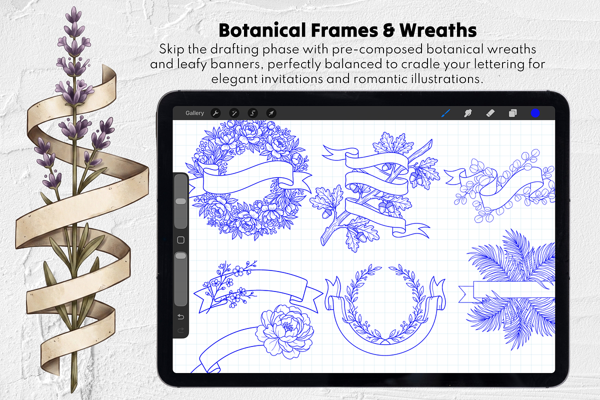 Text Banner Stamps Set for Procreate, a Brush Add-On by Selentaori Studio (Photo 7 of 11)