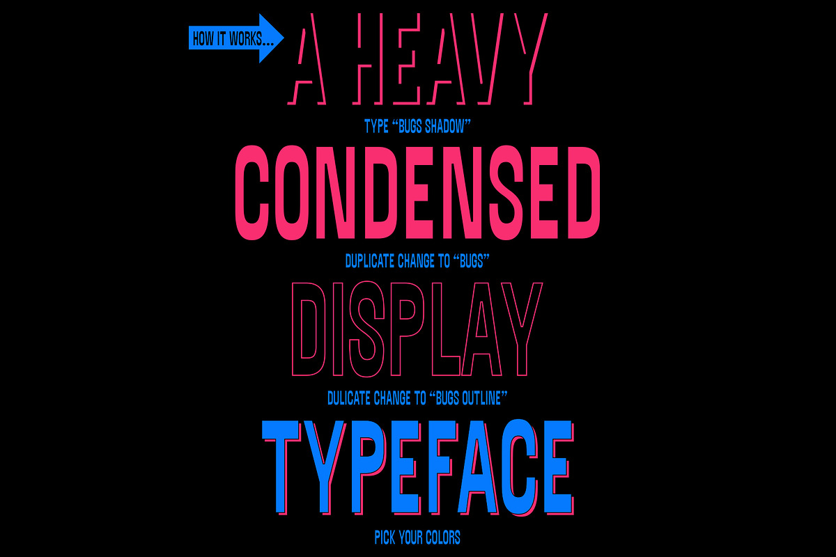 Bugs | Condensed Shadow Fonts, a Sans Serif Font by Fateh.Lab (Photo 3 of 11)