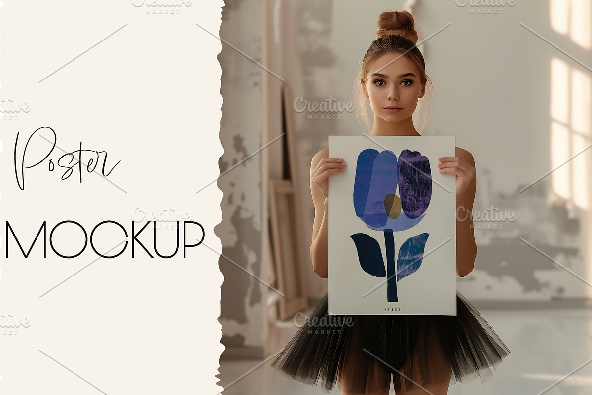 BALLERINA Holding Poster Mockup, a Household Mockup by MOAROShop (Photo 1 of 6)