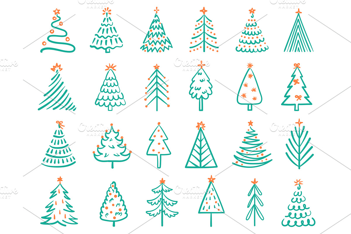 Hand drawn christmas tree. Festive, an Object Illustration by winwin.art