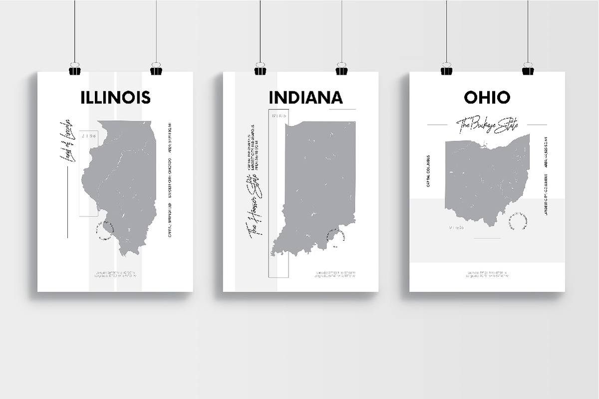 U.S. State Maps | Poster set 1, an Education Illustration by MaximGertsen