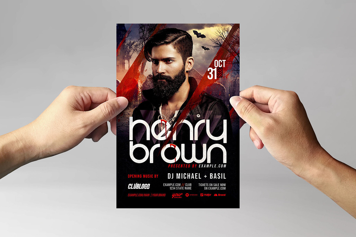 Halloween DJ Flyer Template, a Flyer Template by BrandPacks (Photo 3 of 6)
