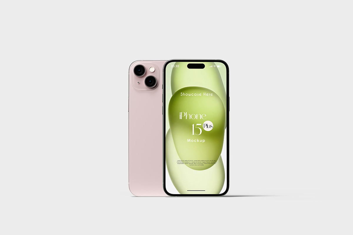 iPhone 15 Plus Mockup, an iPhone Mockup by Graphicbars (Photo 4 of 17)