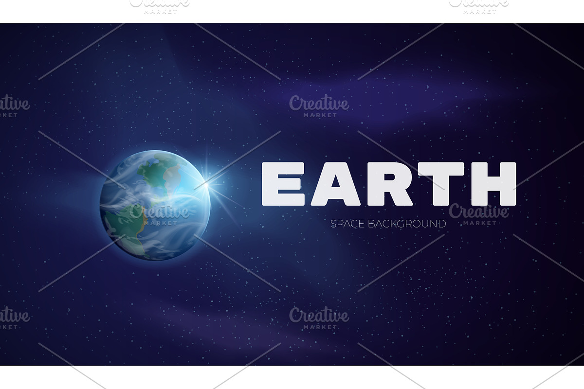 Realistic earth space. Planet cosmic, an Illustration by Stock-Smart-Start