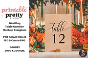 Bold Floral Table Number Mockup, a Product Mockup by Printable Pretty Studio (Thumbnail 8 of 10)