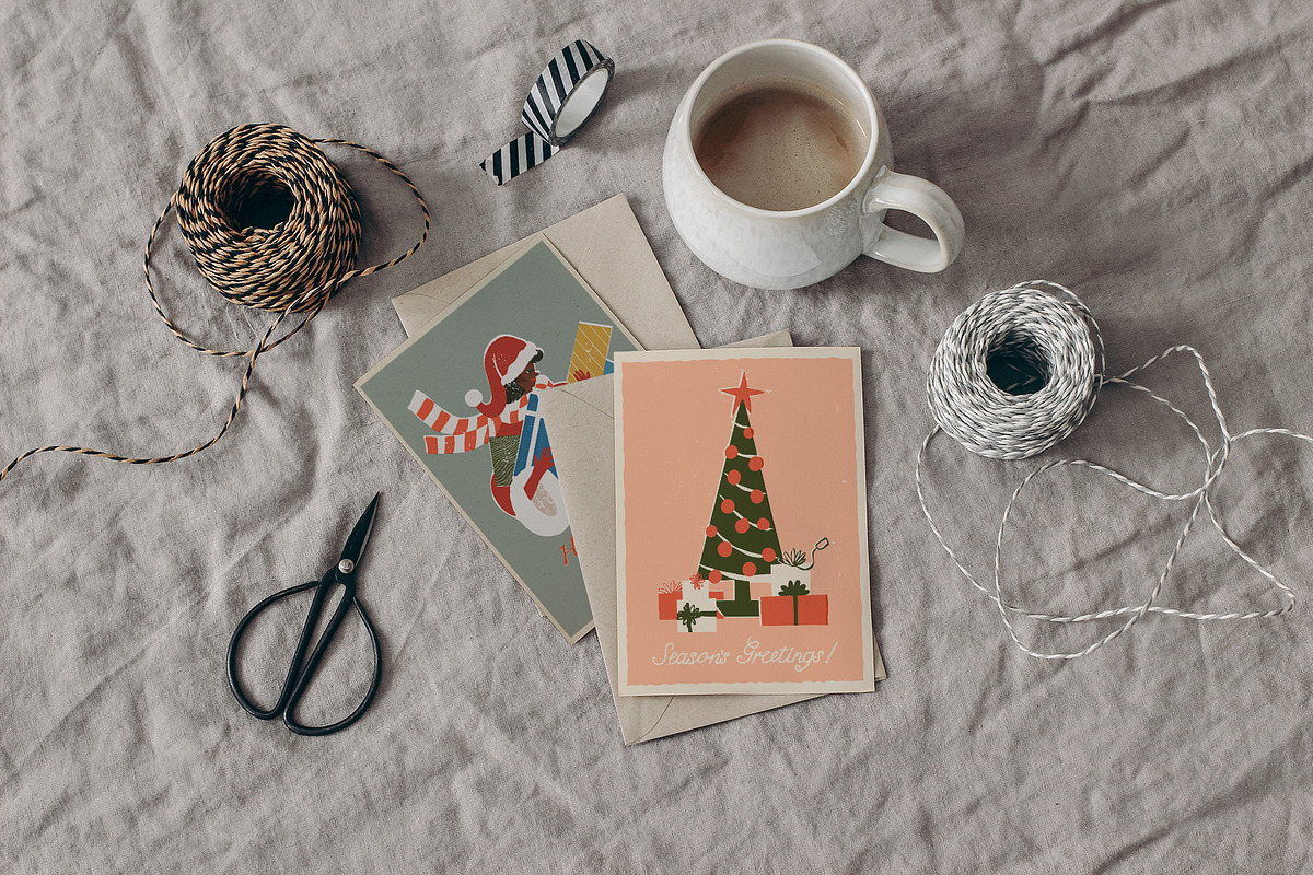 Happy Holidays set: retro edition, a Decorative Illustration by Paper Cherry (Photo 17 of 21)