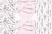 Pink Cherry Blossom Seamless Pattern, a Pattern Graphic by FDR Studio (Thumbnail 1 of 3)