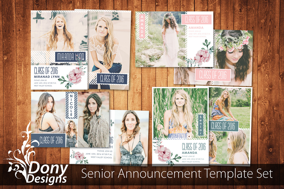 4 Senior Graduation Card Set -SE005, a Card Template by DonyDesigns