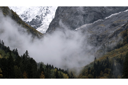 Fog quickly descends into the gorge, a Nature Photo by Media Whale Stock