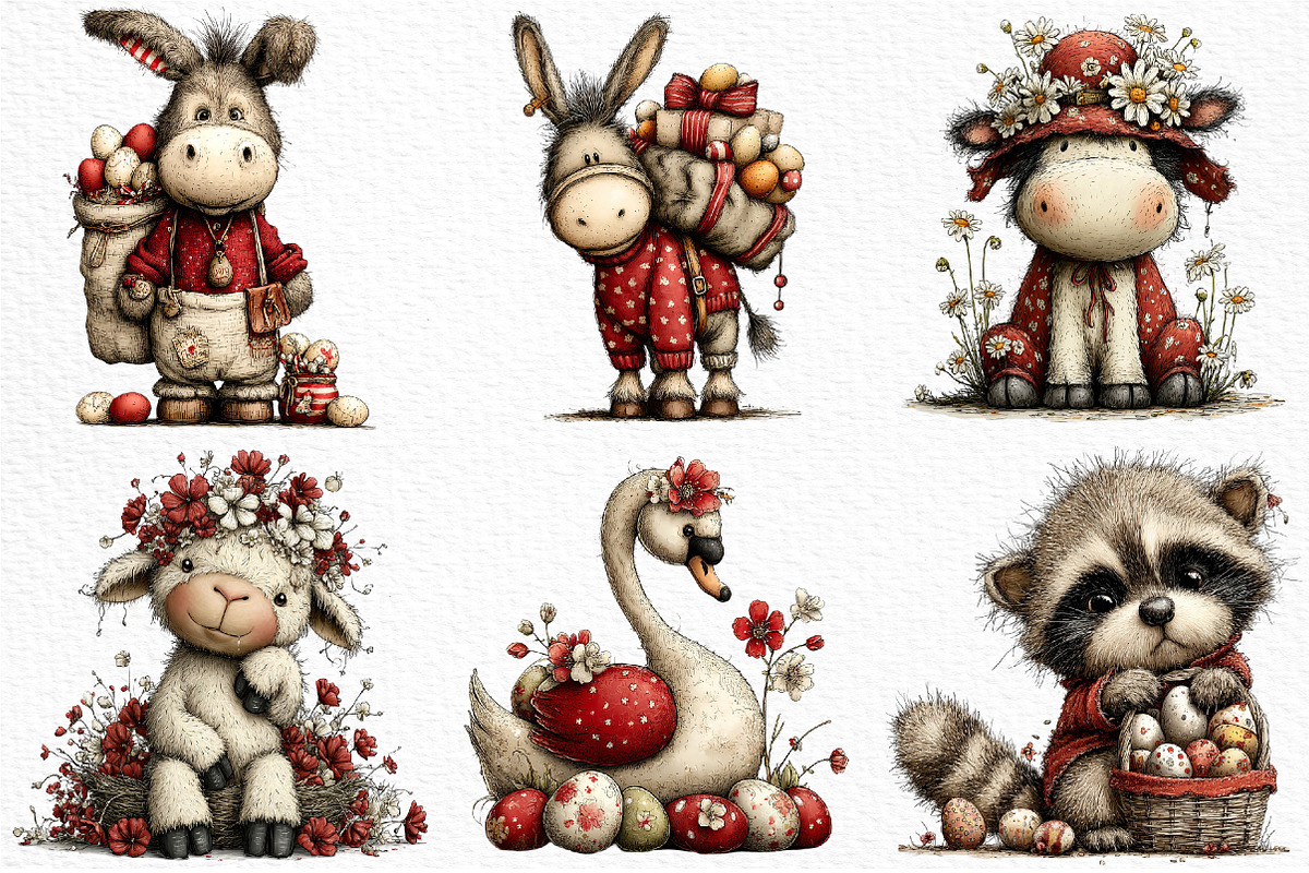 Whimsical Easter Animals Clipart, an Illustration by Craft Nest (Photo 4 of 11)