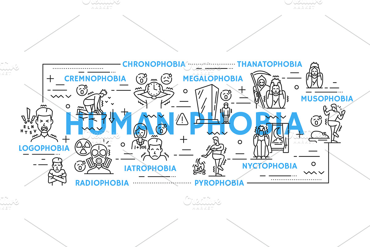 Human phobia, psychology, a Healthcare Illustration by Vector Tradition
