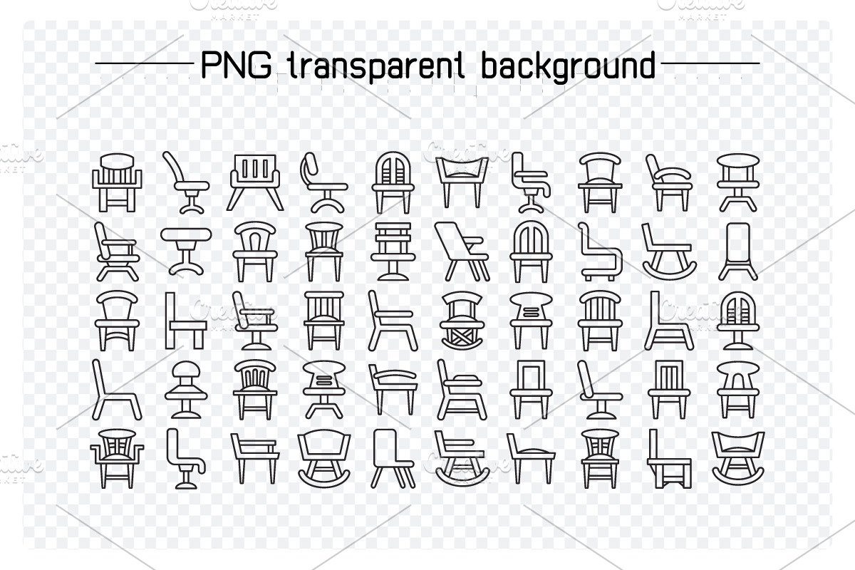 100 Chair and Sofa Icons Set, an Outline Icon by Designfour (Photo 2 of 7)