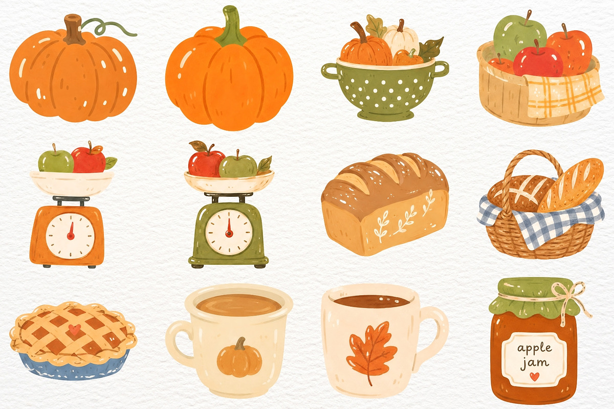 Rustic Kitchen Clipart Fall Cottage, a Food Illustration by SugarCloudStudioArt (Photo 3 of 6)