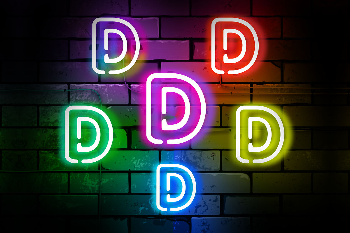 Neon Letter D | Twitch Sub Badges, an Illustration by Custom Fonts & Patterns (Photo 1 of 2)