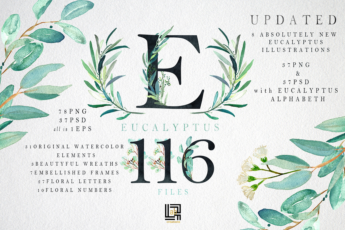 Eucalyptus Watercolor Greenery, a Healthcare Illustration by LABFcreations (Photo 1 of 11)