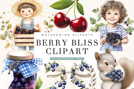 Watercolor Berry Bliss Clipart