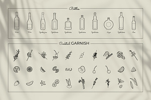 Elegant Line Art Bar Menu Icons