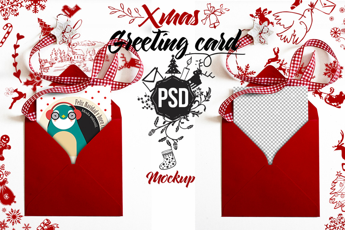 Christmas mockup greeting card, a Print Template by JAY MID IMAGE
