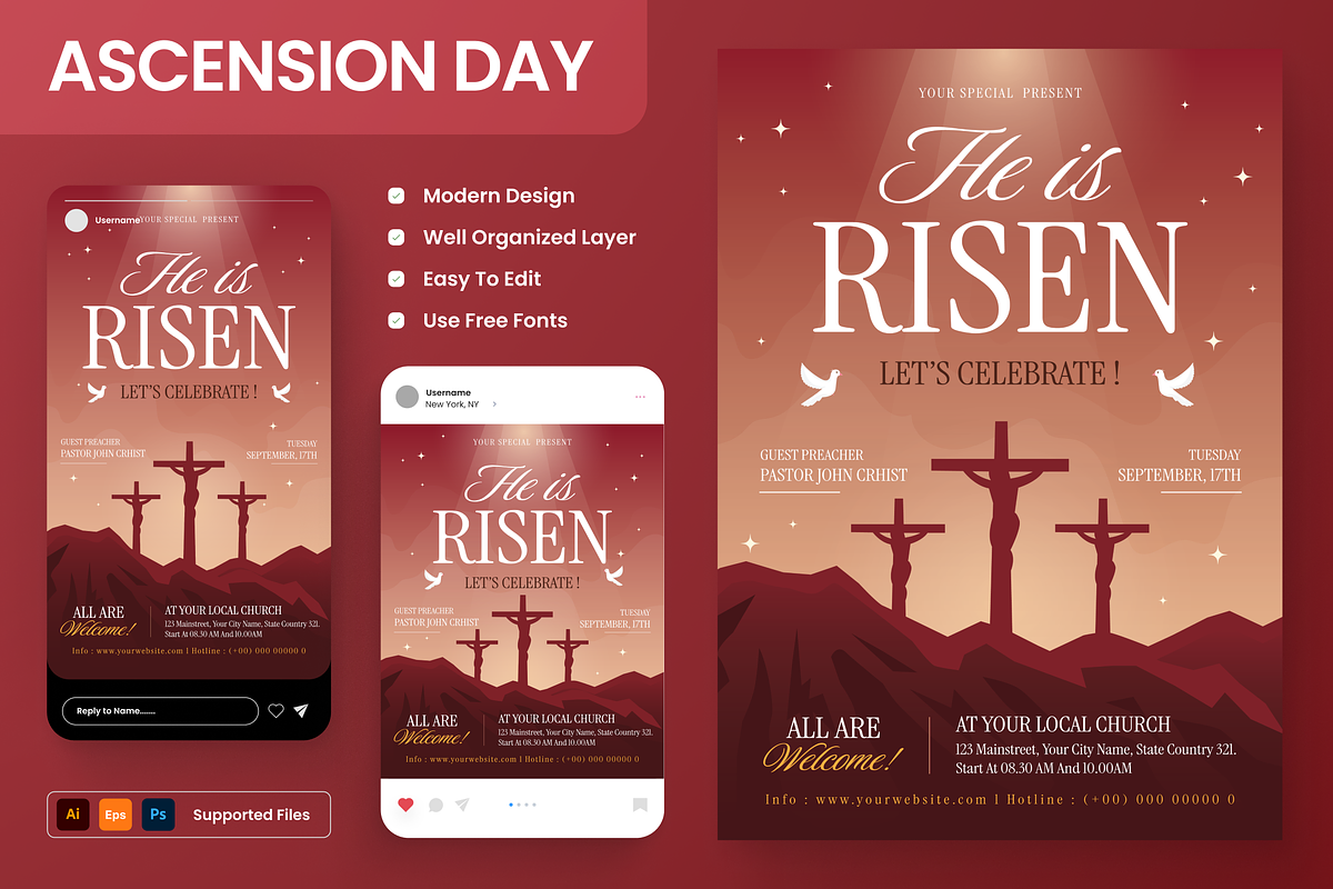 Ascension Day of Jesus Christ Flyer, a Flyer Template by Annora Studio (Photo 1 of 6)