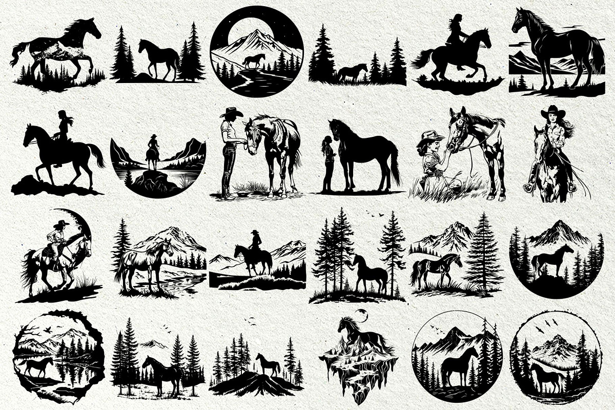 Horse SVG Bundle. Horse and girl, an Animal Illustration by DENIDigitalArtSudio (Photo 5 of 9)